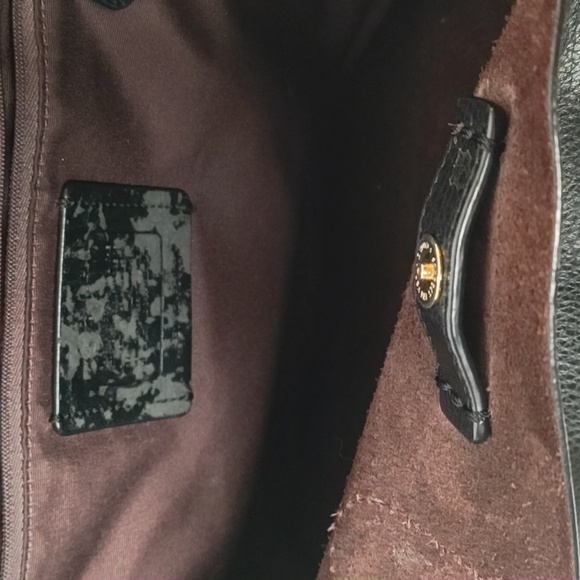 Derby coach black leather tote bag with brown interior two strap shoulder bag - Picture 6 of 10